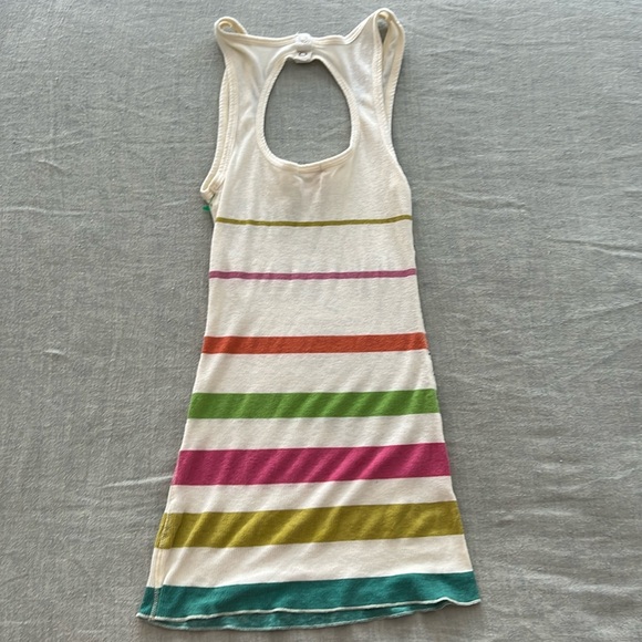 Vintage Intimately Free People Cream Ribbed Stripe Tank Top S - Picture 4 of 7